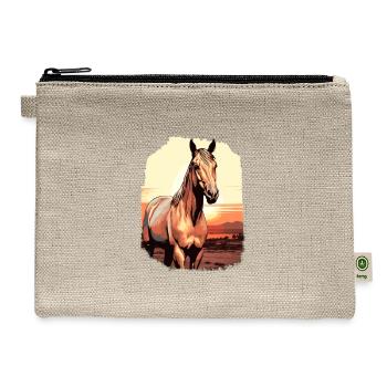 American Quarter Horse Rider Equestrian Horseback - Hemp Carry All Pouch - natural - Front
