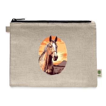 American Quarter Horse Rider Equestrian Horseback - Hemp Carry All Pouch - natural - Front