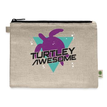 Sea Turtle Tortoise Pun Turtley - Hemp Carry All Pouch - natural - Front