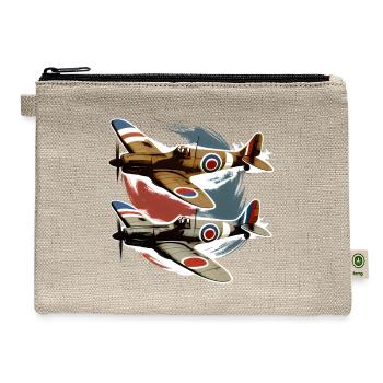Pilot Spitfire Airplane Aviator Military - Hemp Carry All Pouch - natural - Front