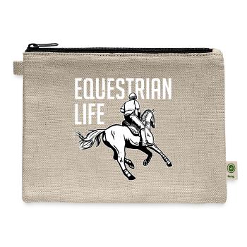 Equestrian Life Riding Girl Horseback - Hemp Carry All Pouch - natural - Front