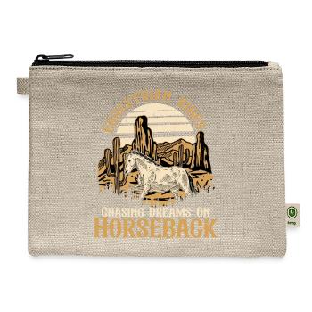 Equestrian Vibes, Chasing Dreams On Horseback. Hor - Hemp Carry All Pouch - natural - Front