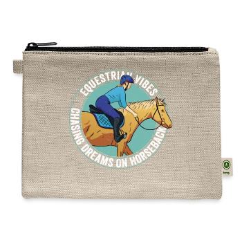 Equestrian Vibes, Chasing Dreams On Horseback. Rid - Hemp Carry All Pouch - natural - Front