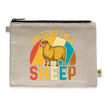 Sheep Lover Funny Pretend I'm a Sheep Retro Lamb - Hemp Carry All Pouch - natural - Front