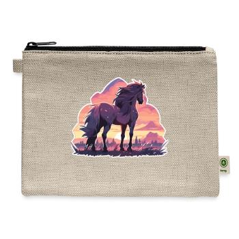 Horses Black Horse Horse Sunset - Hemp Carry All Pouch - natural - Front
