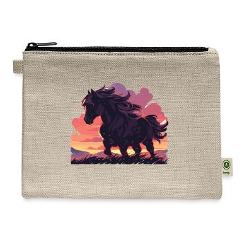 Horses Black Horse Horse Sunset - Hemp Carry All Pouch - natural - Front