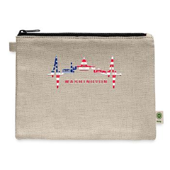 Washington Skyline Heartbeat US Flag Heart Love DC - Hemp Carry All Pouch - natural - Front