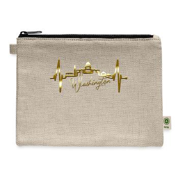 Washington Skyline Heartbeat US Flag Heart Love DC - Hemp Carry All Pouch - natural - Front