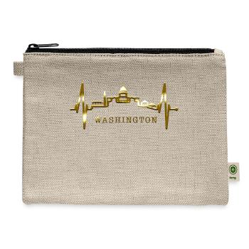 Washington Skyline Heartbeat US Flag Heart Love DC - Hemp Carry All Pouch - natural - Front