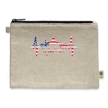 Washington Skyline Heartbeat US Flag Heart Love DC - Hemp Carry All Pouch - natural - Front