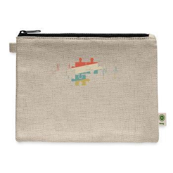 Puzzle Heartbeat Retro ECG EKG - Hemp Carry All Pouch - natural - Front