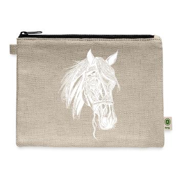 Racy Stallion Horse Horse Dressage Equestrian - Hemp Carry All Pouch - natural - Front