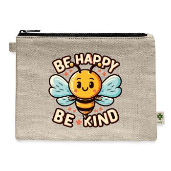 be happy be kind with bee character - Hemp Carry All Pouch - natural - Front