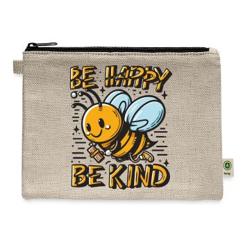 be happy be kind with bee character - Hemp Carry All Pouch - natural - Front