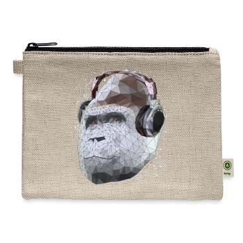 Gorilla with headphones low poly pop art - Hemp Carry All Pouch - natural - Front