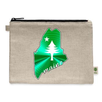 Pine tree and star 1901 flag of Maine State - Hemp Carry All Pouch - natural - Front