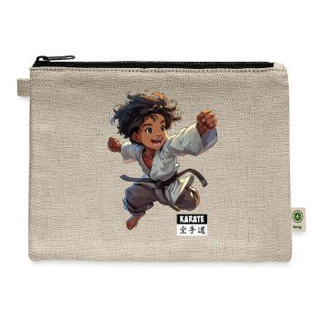 Pacific Islander Karate Boy - Hemp Carry All Pouch - natural - Front