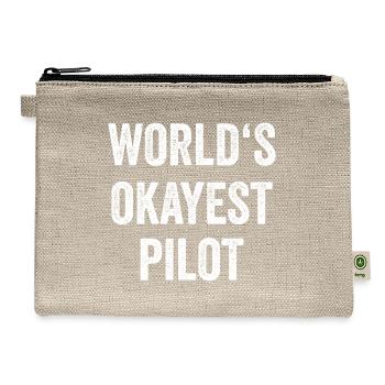 World's Okayest Pilot Flying Aviation Funny Pilot - Hemp Carry All Pouch - natural - Front