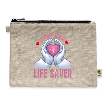 Cardiac Nurse Life Saver - Hemp Carry All Pouch - natural - Front