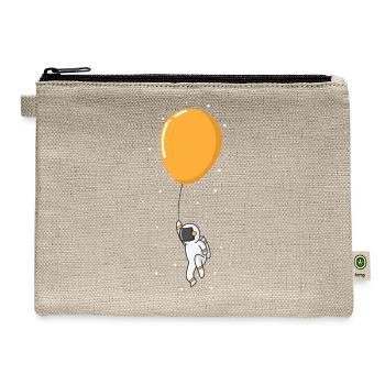 Astronaut floating on a Balloon - Hemp Carry All Pouch - natural - Front