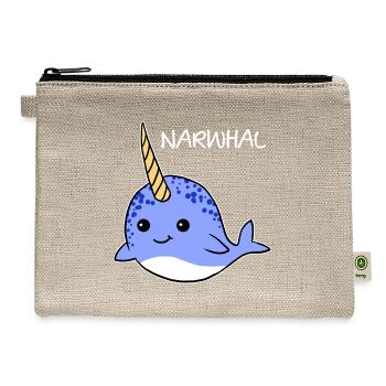 Cute Narwhal Unicorn Of The Sea Cool Sea Animal - Hemp Carry All Pouch - natural - Front