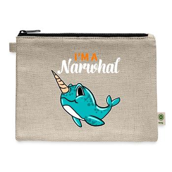 I'm A Narwhal Unicorn Of The Sea Funny Sea Whale - Hemp Carry All Pouch - natural - Front
