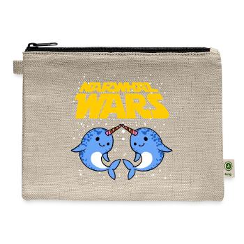 Narwhal Wars Funny Two Cute Deep Sea Creature Pun - Hemp Carry All Pouch - natural - Front