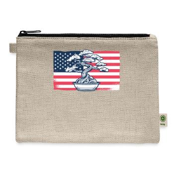 Bonsai American Flag Indoor Bonsai Bonsai Pots - Hemp Carry All Pouch - natural - Front