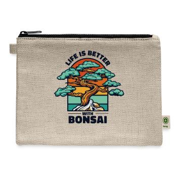 Life Is Better With Bonsai Indoor Bonsai Bonsai - Hemp Carry All Pouch - natural - Front