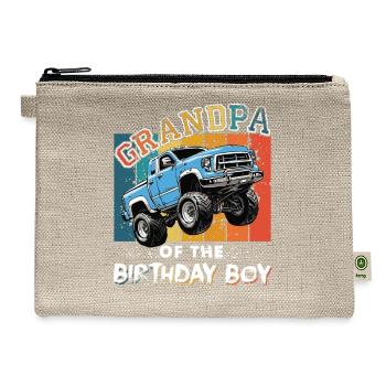 Grandpa of the Birthday Boy Monster Truck Party - Hemp Carry All Pouch - natural - Front
