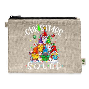 Christmas Squad Xmas Pine tree Gnomes - Hemp Carry All Pouch - natural - Front