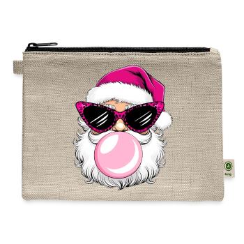 Santa Claus face Retro Blowing Bubble Christmas - Hemp Carry All Pouch - natural - Front