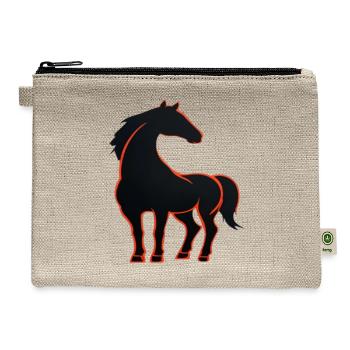 Black horse design - Hemp Carry All Pouch - natural - Front