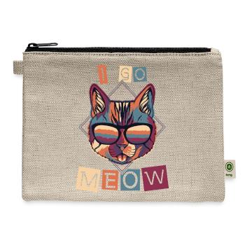 "I Go Meow" - Perfect For Cat Lovers With Humor - Hemp Carry All Pouch - natural - Front