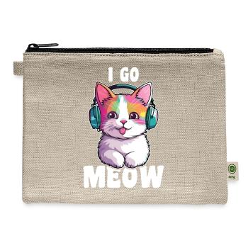 "I Go Meow" - Perfect For Cat Lovers With Humor - Hemp Carry All Pouch - natural - Front