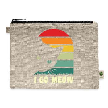"I Go Meow" - Perfect For Cat Lovers With Humor - Hemp Carry All Pouch - natural - Front