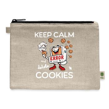 Funny Delete Cookies Retro Computer Cartoon Humor - Hemp Carry All Pouch - natural - Front