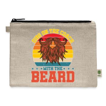 Dibs On The Coach With The Beard 5 - Hemp Carry All Pouch - natural - Front