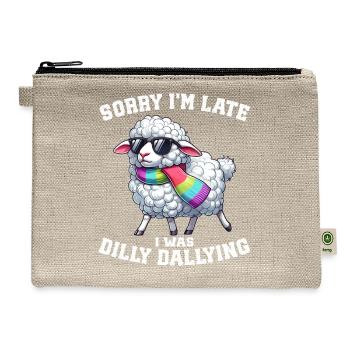 Sorry I'm Late I Was Dilly Dallying Baby Lamb - Hemp Carry All Pouch - natural - Front