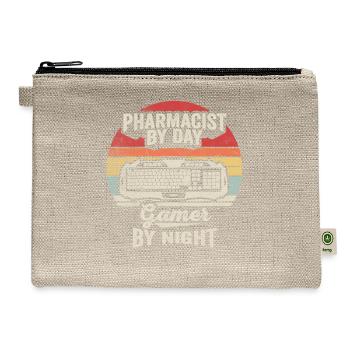 Pharmacist By Day Gamer By Night Retro Vintage - Hemp Carry All Pouch - natural - Front