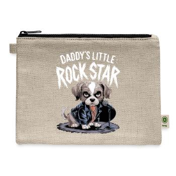 Daddy's Little Rock Star Puppy with Microphone - Hemp Carry All Pouch - natural - Front