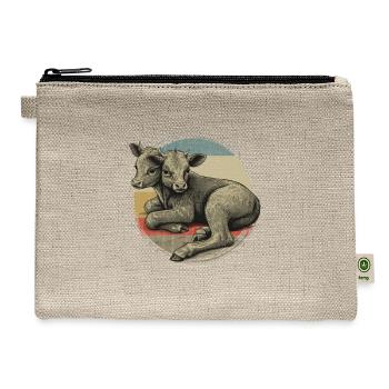 two headed calf ,Funny Animal Graphic Tee,Weird - Hemp Carry All Pouch - natural - Front