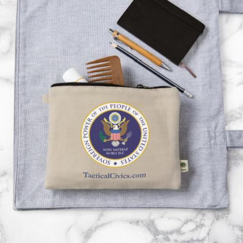 The People's Seal with blue url - Hemp Carry All Pouch