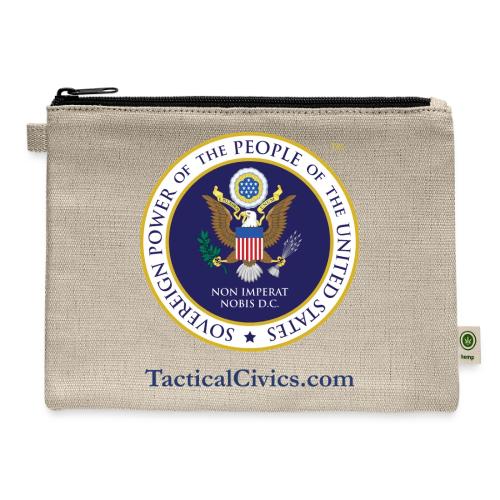 The People's Seal with blue url - Hemp Carry All Pouch