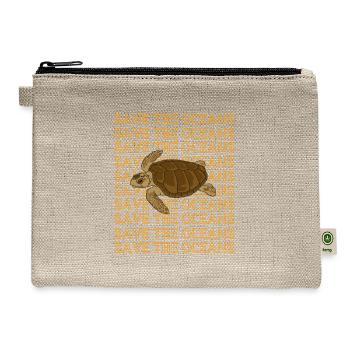 Guardian Turtle Ocean Reverence Art - Hemp Carry All Pouch - natural - Front