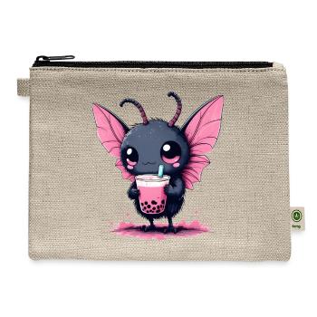 Mothman Bubble Tea Kawaii Boba Tea Cryptid - Hemp Carry All Pouch - natural - Front