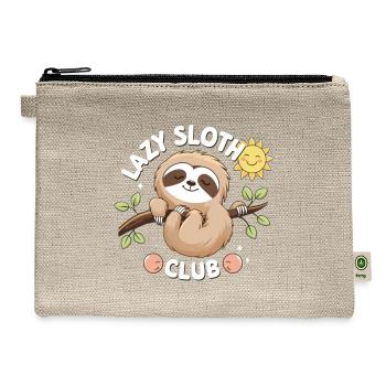 Lazy Sloth Club Illustration - Hemp Carry All Pouch - natural - Front