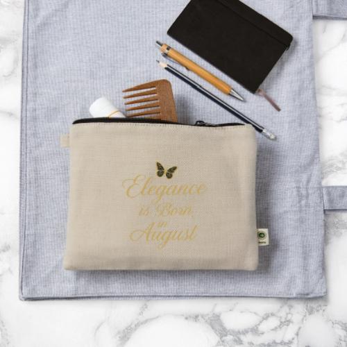 Elegance Is Born in August | Gold Butterfly - Hemp Carry All Pouch