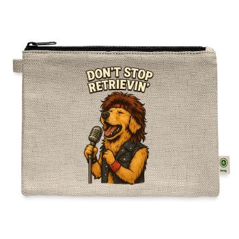 Retrieving Dog with Microphone Illustration - Hemp Carry All Pouch - natural - Front