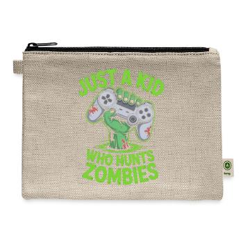 Just A Kid Who Hunts Zombies Halloween Gamer - Hemp Carry All Pouch - natural - Front